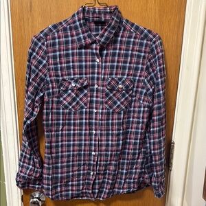Women’s Plaid Shirt - Red, Blue, and White